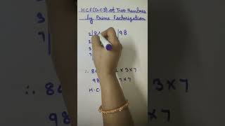 HCF GCD of Two Numbers by Prime Factorization maths easy shorts video [upl. by Hobart401]