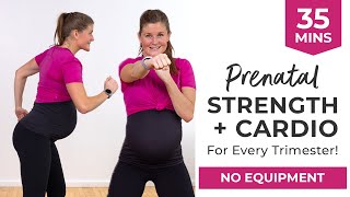 35Minute Bodyweight Prenatal Workout Full Body Strength  Low Impact Cardio [upl. by Imoin403]