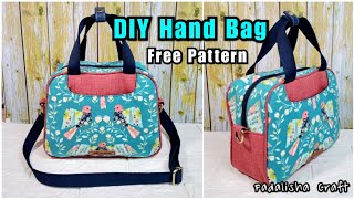 DIY Hand Bag Tutorial  Tutorial Menjahit Tas Tangan Pola Gratis [upl. by Etnauj]