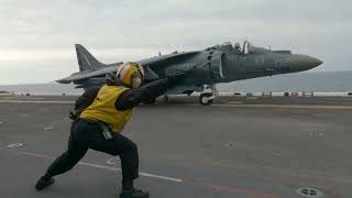 AV8B Harrier II  The magic Jump Jet on an Aircraft Carrier [upl. by Fraser]