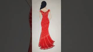 Girl red dress drawing fashiondesign reddress redcolour glitterdress [upl. by Mather]