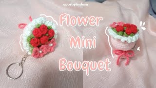 Crochet Flower Mini Bouquet🌺 Crochet Keychain Easy How to make keychain flower🌼 [upl. by Grissel36]