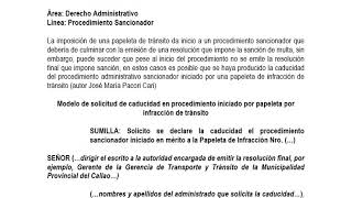 MODELO DE SOLICITUD DE CADUCIDAD EN PROCEDIMIENTO INICIADO POR PAPELETA DE INFRACCIÓN DE TRÁNSITO [upl. by Meryl]