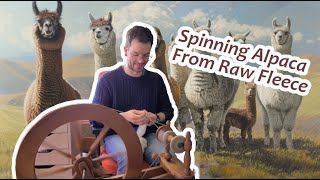 Spinning Some Alpaca From a Raw Fleece [upl. by Nohsram794]