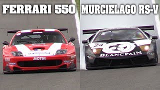 Ferrari 550 GT1 vs Lamborghini Murcielago RSV  V12 Sound Comparison  SpaFrancorchamps [upl. by Nerahs]