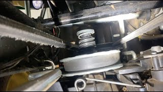 John deere D105 wont go up hills Bad spring clutch belt How to fix it Lawn tractor mower [upl. by Goldia]