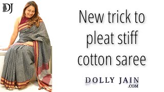 New trick to pleat stiff cotton saree  Dolly Jain saree draping tricks [upl. by Artema]