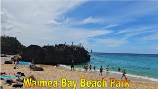 4K Waimea Bay Beach Park in North Shore on 92024 in Oahu Hawaii [upl. by Eidahs]