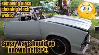 How To Remove Windshield amp Back Glass To Clean Up Pinch Welds From Rust  1979 Chevy Malibu GBody [upl. by Neroc]