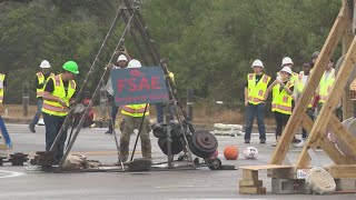 UTSA students launch leftover Halloween pumpkins for annual competition [upl. by Zsamot514]