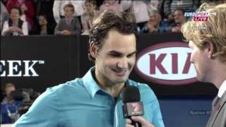 Federers Post Match Interview after defeating Tsonga in SemiFinals AO 2010 [upl. by Eileek]