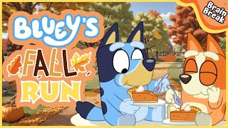 Blueys Fall Chase  Brain Break  Brain Breaks for kids  Bluey Run  Kids exercise  Yoga For Kids [upl. by Aivatnahs829]