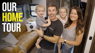 RV TOUR  How Our Family of 4 Lives in A Renovated Fifth Wheel [upl. by Emory]