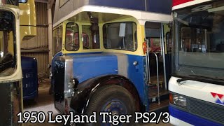 Vintage 1950 Leyland Tiger PS23 Stratford Blue Double Decker Bus Tour Undergoing Restoration Work [upl. by Joannes]