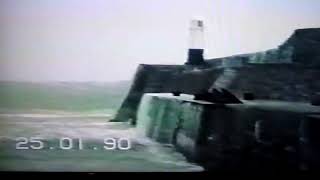 Porthcawl pier storm surge January 25th 1990 video by Colin Prosser [upl. by Charmane]