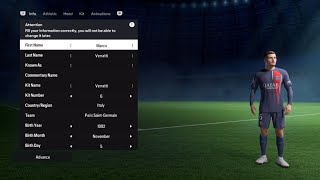 Marco Verratti FIFA 24 pro clubs look alike tutorial  EA SPORT FC 24  PSG  Italia [upl. by Ariada398]