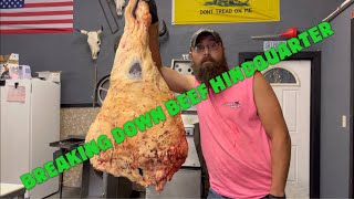 Breaking down BEEF hindquarter butcher fyp beef [upl. by Llenehs]