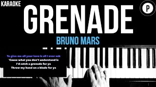 Bruno Mars  Grenade Karaoke Slower Acoustic Piano Instrumental Lyrics On Screen [upl. by Steiner]