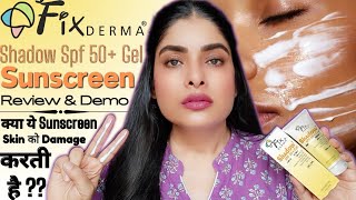 Fix Derma Shadow SPF 50 Gel Sunscreen Review  Best Sunscreen For Oily Skin  Antima Dubey Samaa [upl. by Amalia]