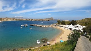 Driving and Walking Tour Kalithea Faliraki Haraki Lindos Lindos St Pauls Bay Vlycha Beach Rhodes [upl. by Sirrep4]