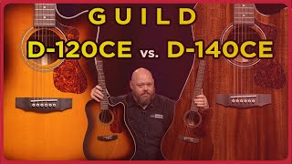 Mahogany Vs Spruce Guild D120CE vs Guild D140CE [upl. by Dorrie]