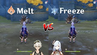 Ayaka Melt vs Ayaka Freeze  How much is the difference gameplay comparison  Genshin Impact [upl. by Dudden]