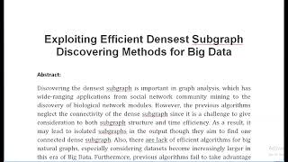 Exploiting Efficient Densest Subgraph Discovering Methods for Big Data [upl. by Beutler]