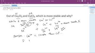 Which is more stable Cu2Cl2 or CuCl2  2 Chemistry  d amp f Block elements [upl. by Richela933]