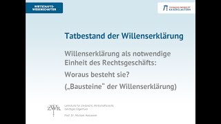 Zivilrecht 6 Tatbestand der Willenserklärung [upl. by Lemhaj]