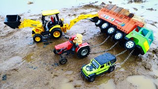 Power Dumper Truck Accident Pulling Out Jcb 3dx Jimny Jeep Car Mahindra Tractor  jcb Cartoon CS Toy [upl. by Frederico]