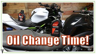 Changing Motorcycle Oil and Coolant  Ninja 650 Ride Rehab ep7 [upl. by Cyndy540]