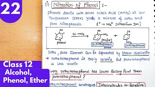 22 Nitration of phenol Electrophilic substitution rxn of phenol Alcohol phenol ethers class12 [upl. by Laurentium334]