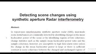 Detecting scene changes using synthetic aperture Radar interferometry [upl. by Seltzer]