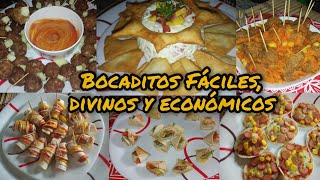 6 Nuevos BOCADITOS O APERITIVOS CANAPÉS  PASABOCAS Fáciles económicos sabrosos y casero Fiestas [upl. by Ahel]