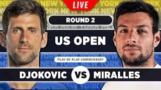 DJOKOVIC vs MIRALLES  US Open 2023  LIVE Tennis PlaybyPlay [upl. by Akisej798]