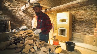 88 Building the Facade of the Masonry Stove [upl. by Aizirtap]