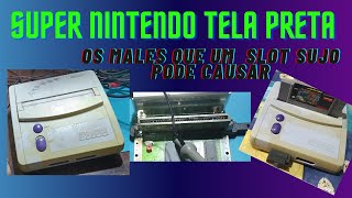 Reparos em games 94 Super nintendo tela preta Slot terrivelmente sujo [upl. by Luca280]