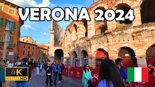 ⁴ᴷ⁶⁰ 🇮🇹 Verona Italy  A walk around crowded Verona May 2024 4K [upl. by Aicnarf]