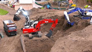 Mega Construction Site Action RC Excavator Dump Trucks Dozer Wheel Loader Roller Caterpillar [upl. by Etnaihc]