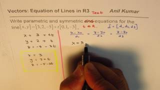 How to Write Vector Line Equation in Symmetric Form with zero direction number [upl. by Schwerin]