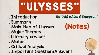 Ulysses by Alfred Tennyson  Summary  Critical Analysis  Themes  Question Answer ENG103 pu [upl. by Islek]