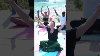 Yoga on the bank of Ganga ji in rishikesh gangariver yogabyganga [upl. by Aivata]