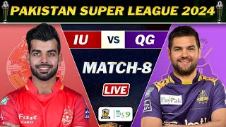 ISLAMABAD UNITEDS vs QUETTA GLADIATORS PSL 9 MATCH 8 LIVE  QG vs IU LIVE COMMENTARY  QG BATTING [upl. by Anairdna]