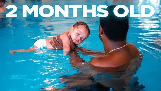 Newborn Learning To Swim Baby Swim Class [upl. by Anoyi323]