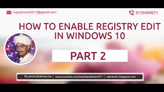 HOW TO ENABLE REGISTRY EDIT ON WINDOWS 10  PART 2 [upl. by Bromleigh611]