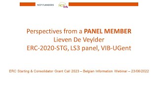 Jun 2022 – Lieven De Veylder ERC Starting grants Panel member 2020 call [upl. by Pall]