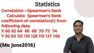 Correlation Spearmans Rank Example1 Calculate Spearmans Rank coefficient of correlationr [upl. by Irahs]