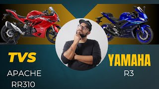 quotTVS Apache RR 310 vs Yamaha R3  Detailed Comparison 2024  Performance Specs amp Price 2024 [upl. by Raffaj]