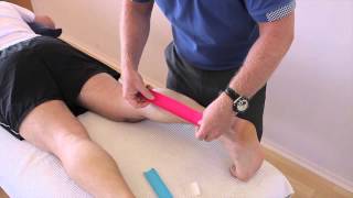 How to treat a Calf strain GastrocnemiusSoleus using Kinesiology Tape [upl. by Wilcox]