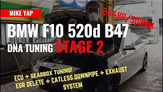 BMW F10 520d B47 STAGE 2  EGR DELETE  FULL EXHAUST SYSTEM  DNA TUNING [upl. by Aniuqahs]